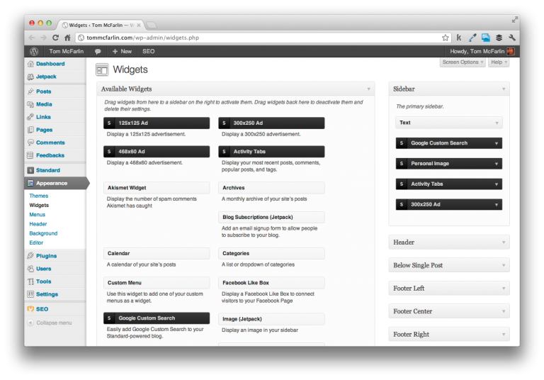 Standard Theme 3.0 For WordPress widgets