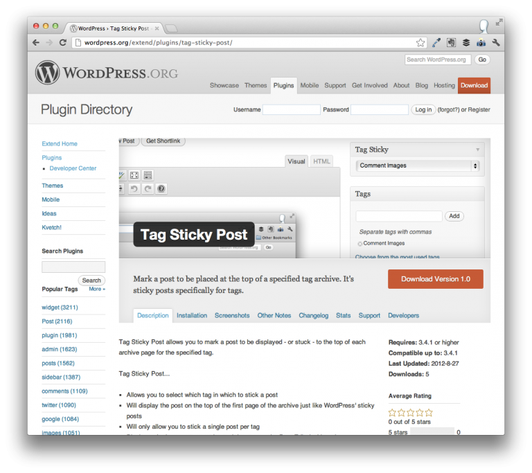 Tag Sticky Post For WordPress