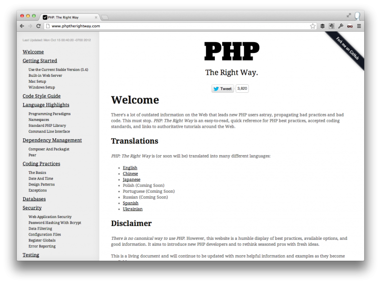 PHP The Right Way