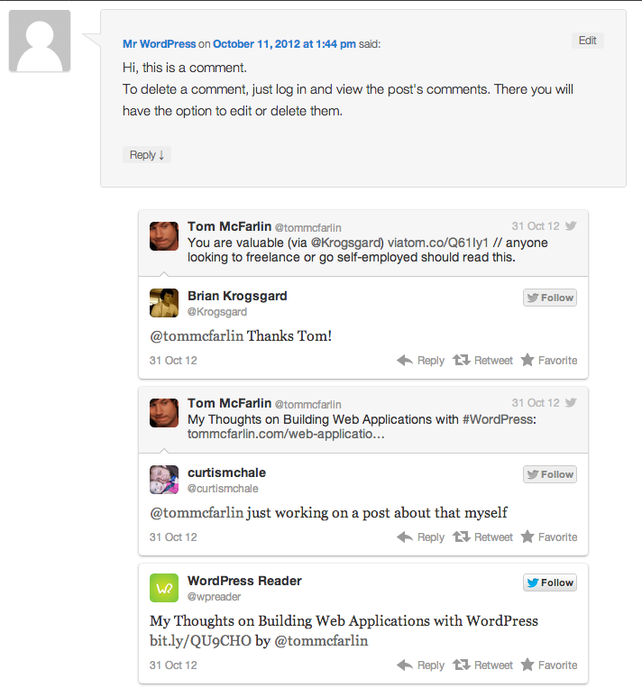 Comment Tweets For WordPress Comment Tweets For WordPress