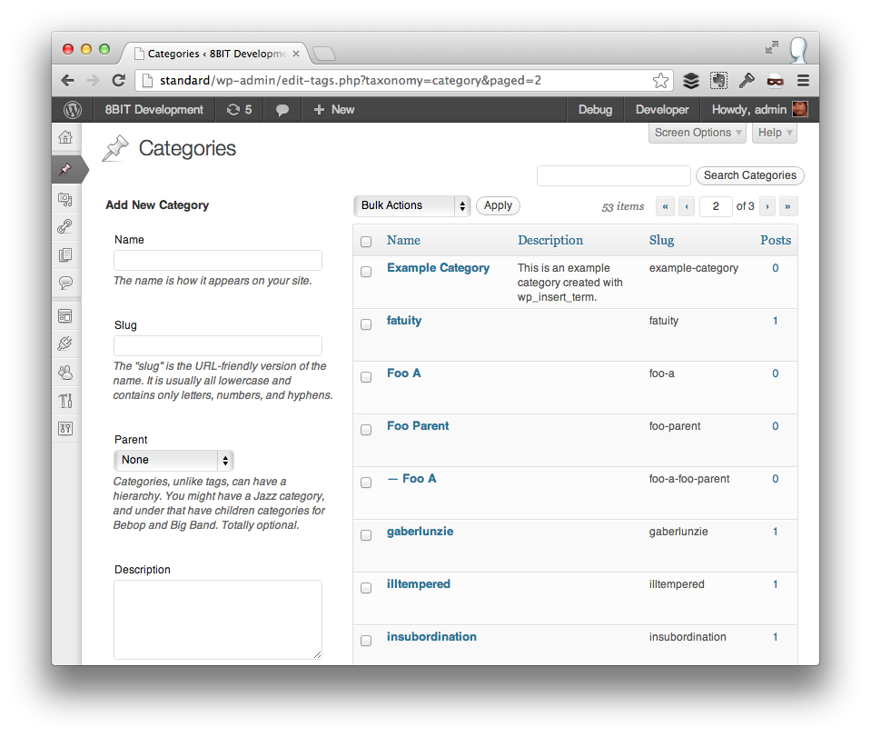 Programmatically Create Categories in WordPress