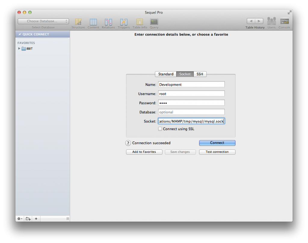 Using Sequel Pro with MAMP