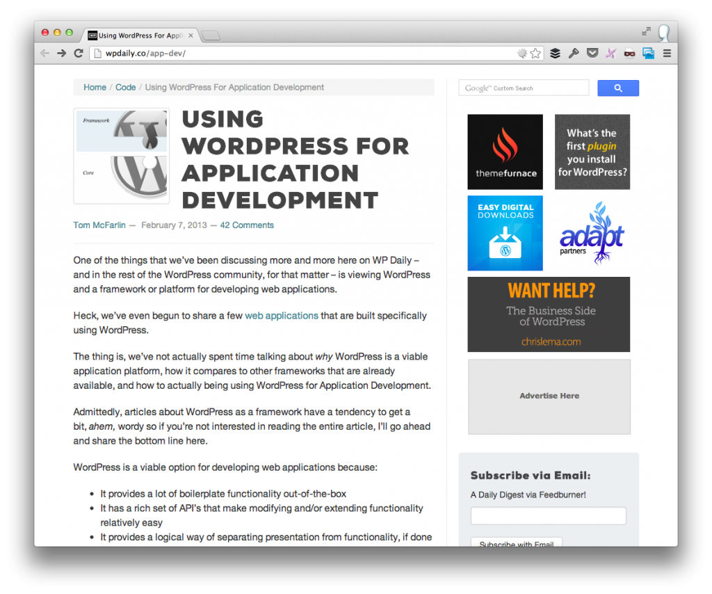 Using WordPress For Application Development