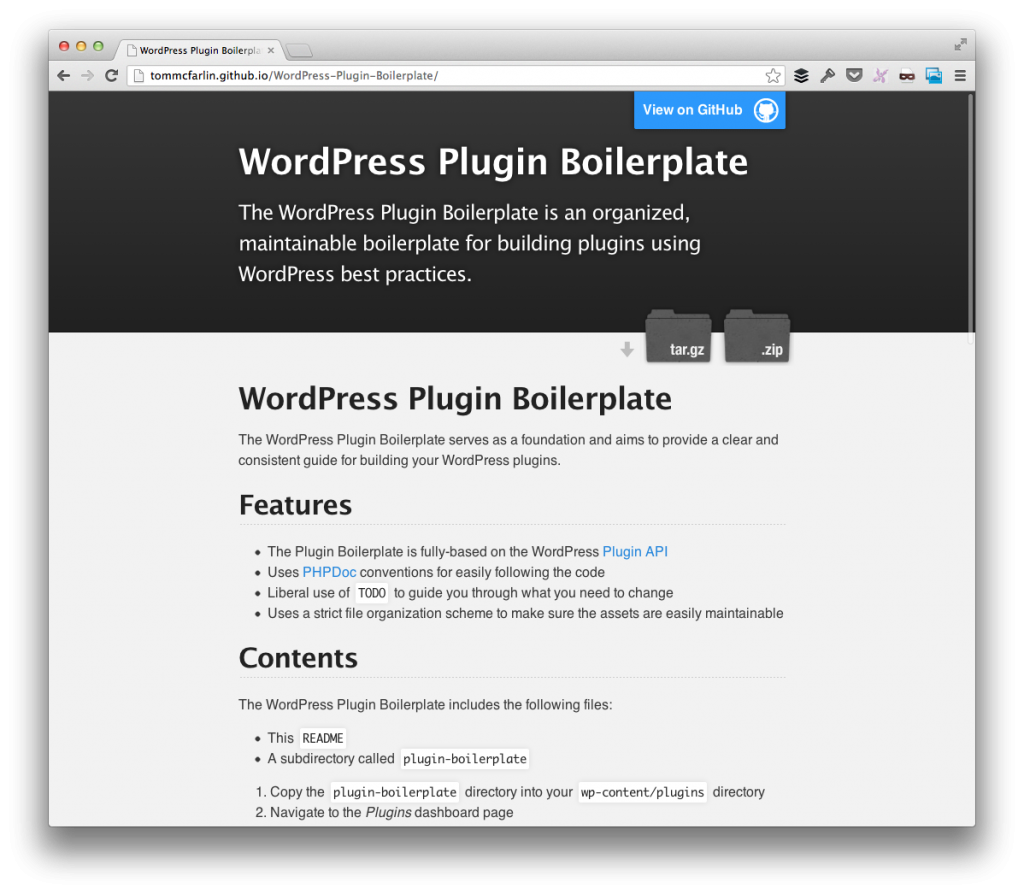 WordPress Plugin Boilerplate Homepage