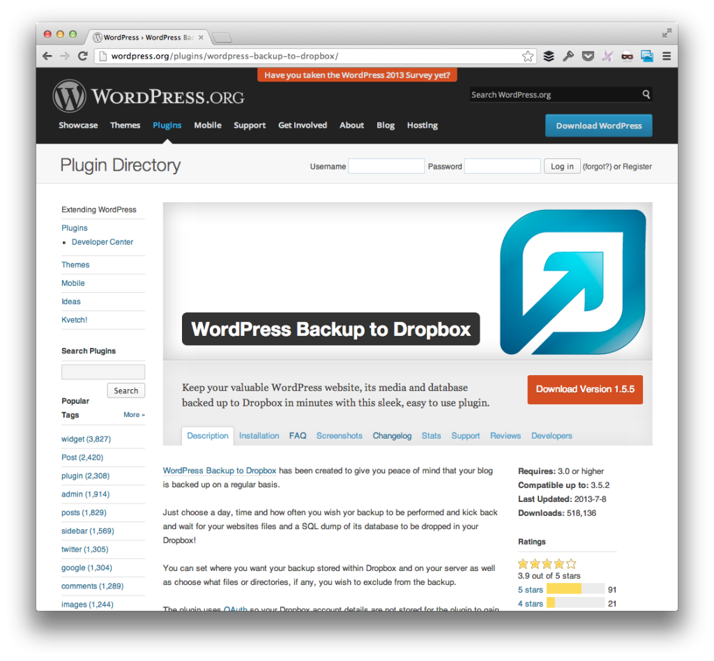 WordPress To Dropbox