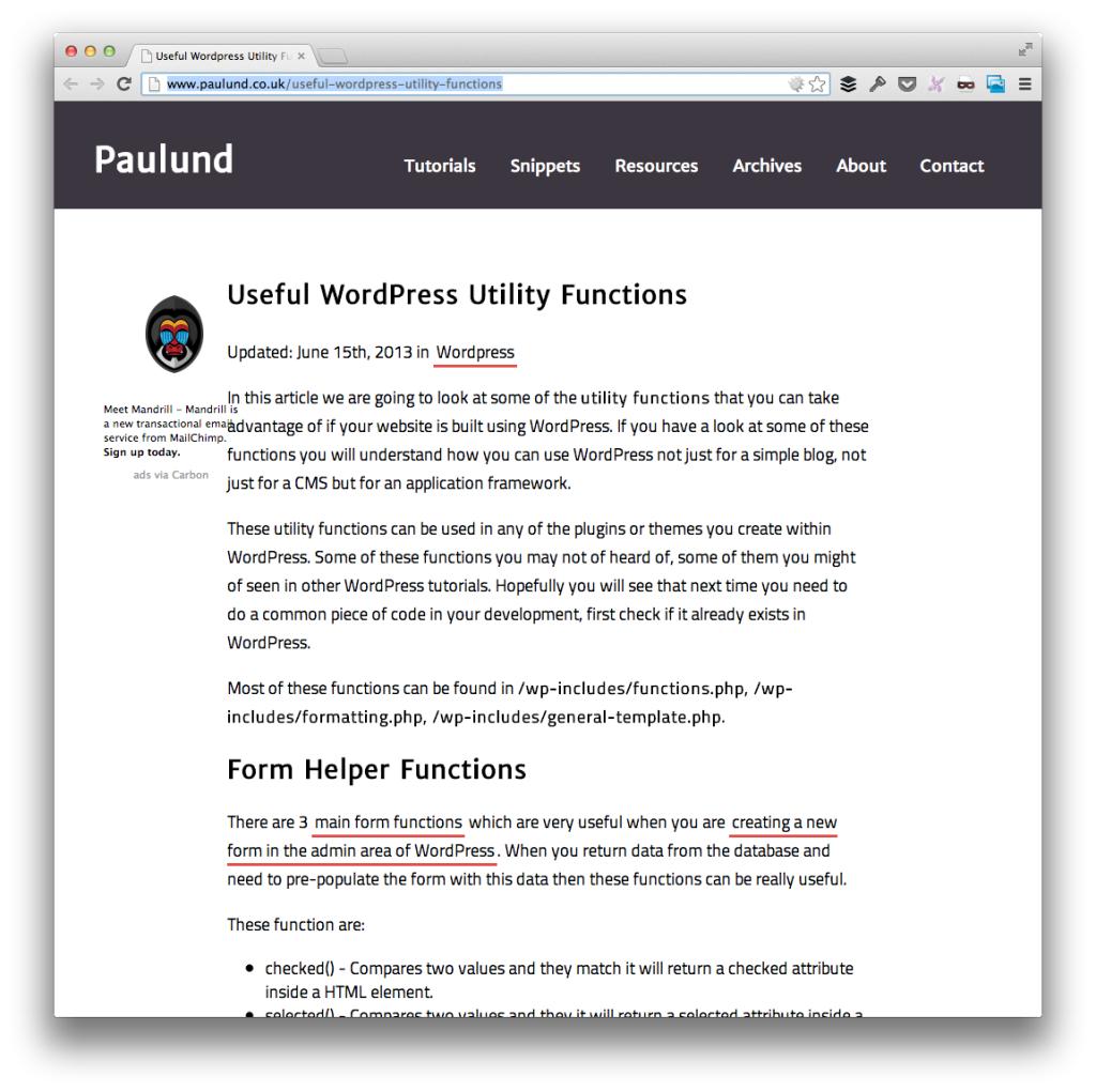 WordPress Utility Functions