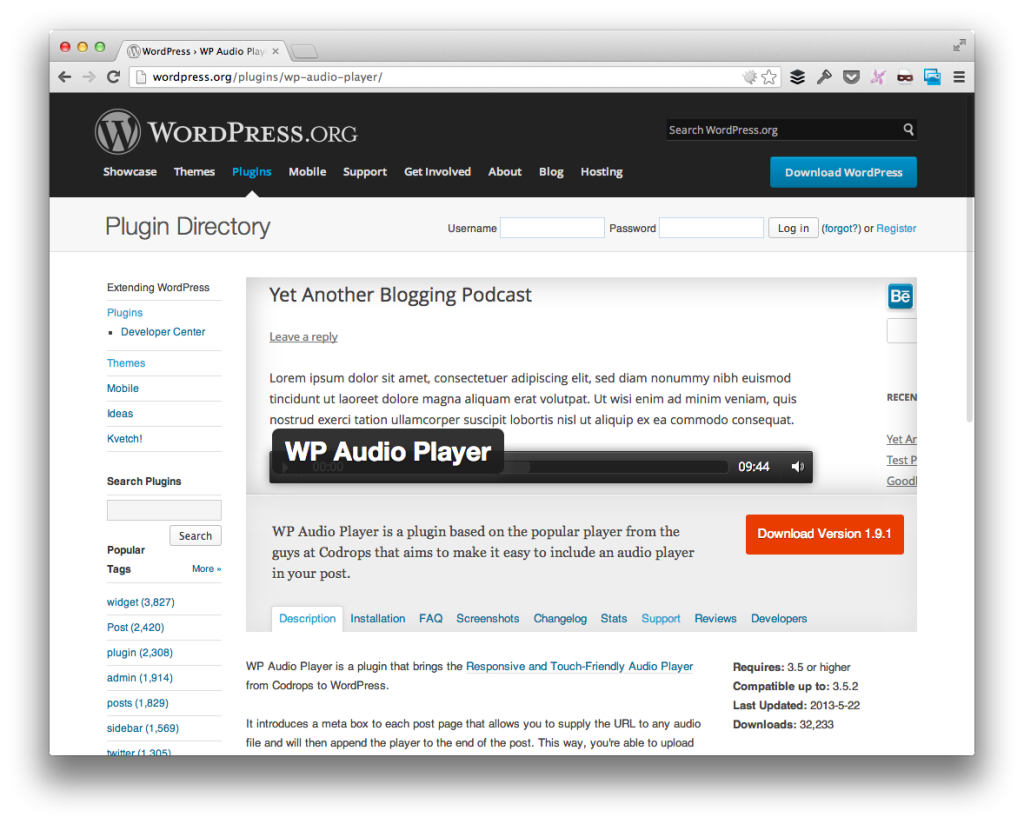 WP Audio Player For WordPress