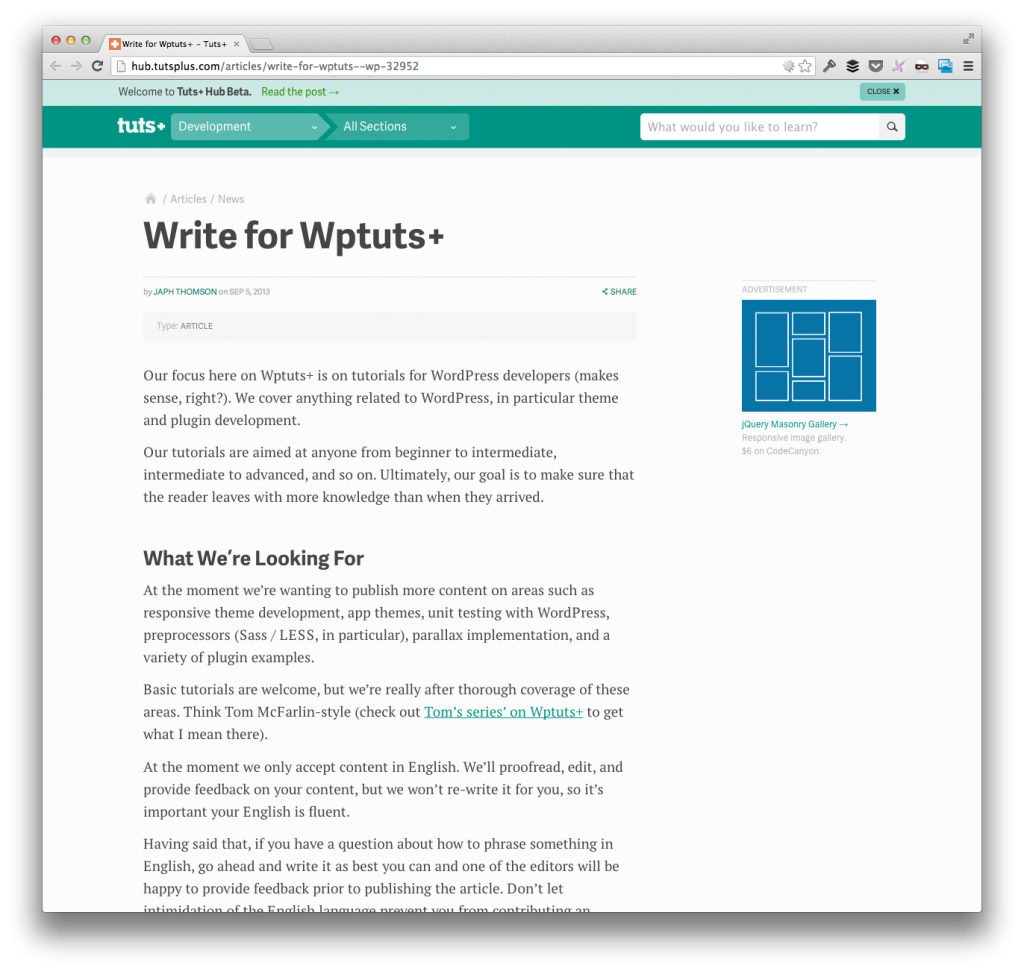 Write For WPTuts