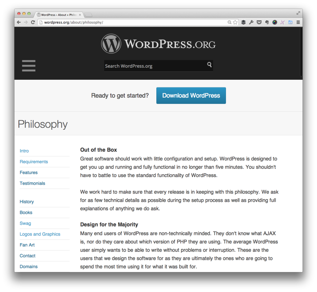 The WordPress Philosophy: Design for the Majority