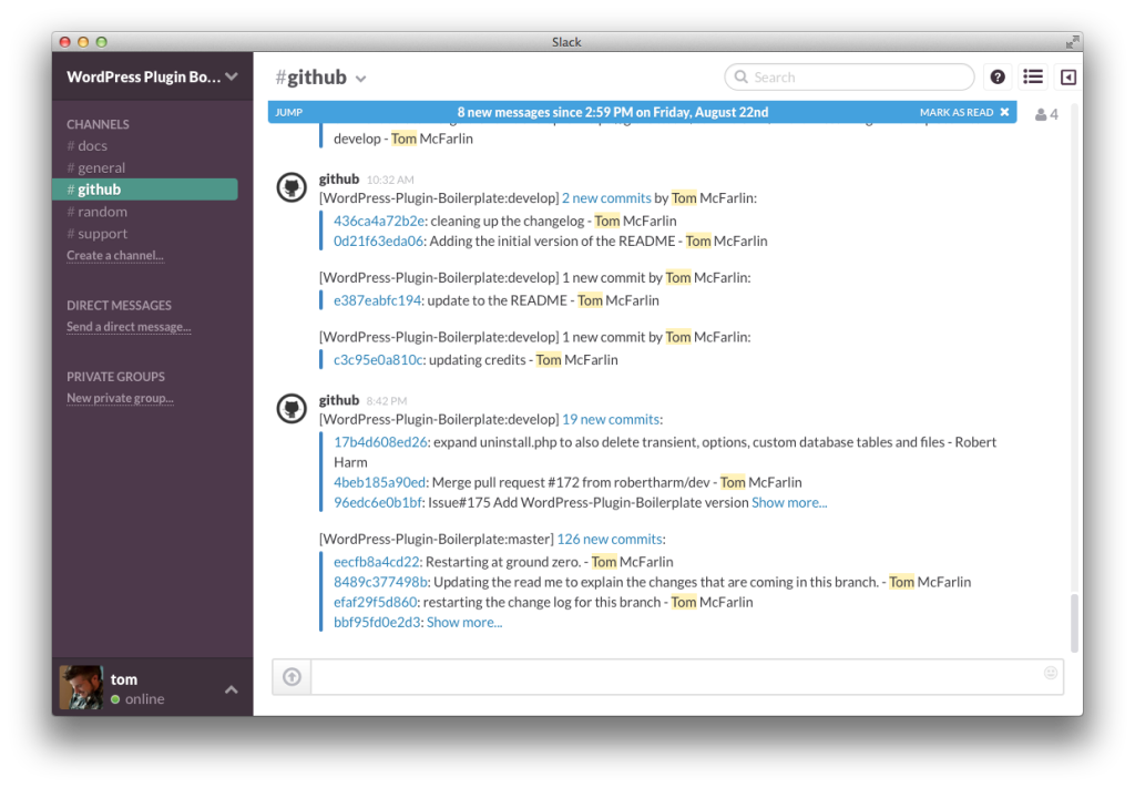 WordPress Boilerplate Plugin Slack