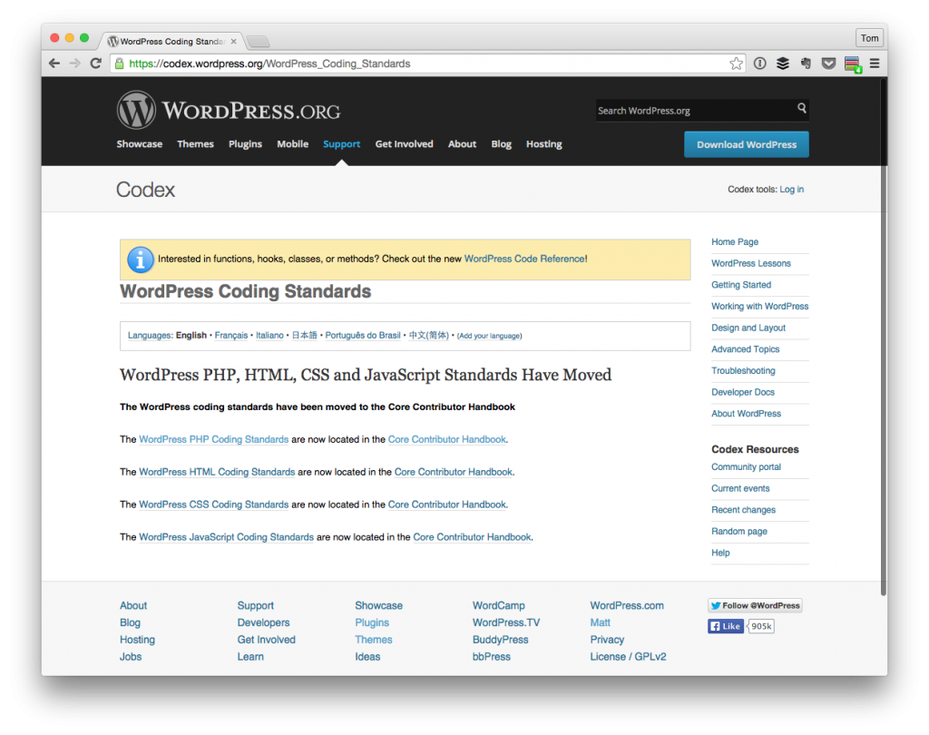 The WordPress Coding Standards