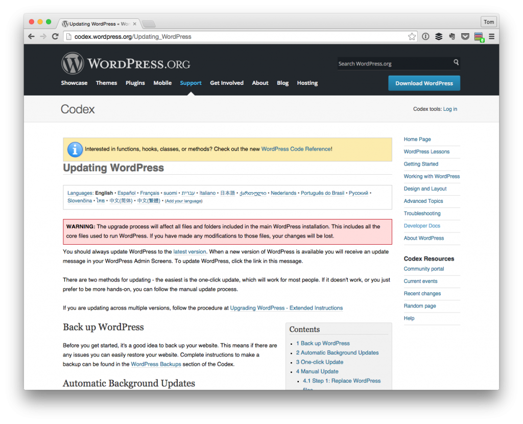 WordPress Update