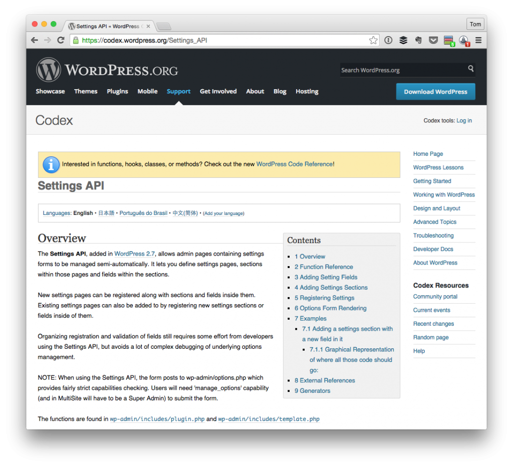 The WordPress Settings API