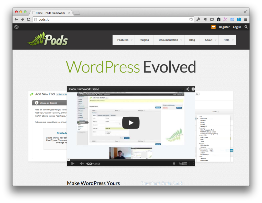 Pods Framework Homepage