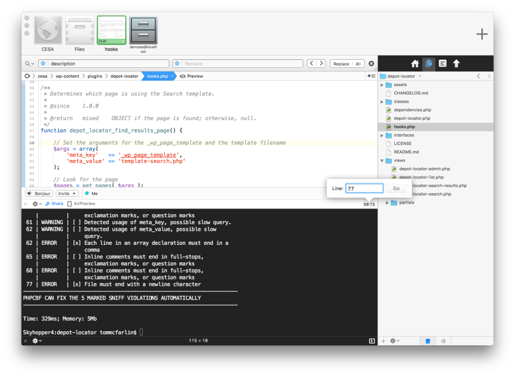 Finding a Line Number in Coda 2