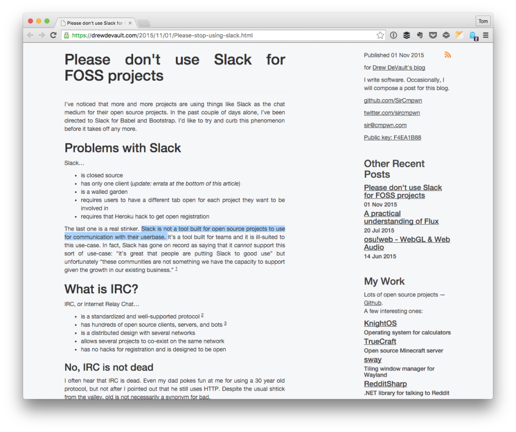 Slack and FOSS