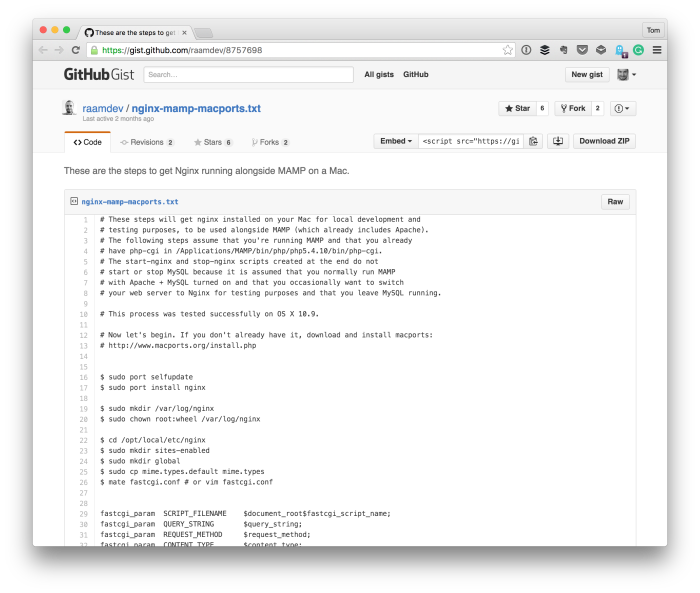 Running Nginx on OS X - A Gist of Instructions