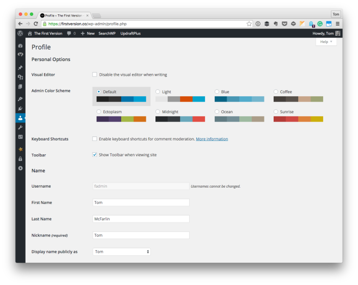 Update User Profiles in WordPress