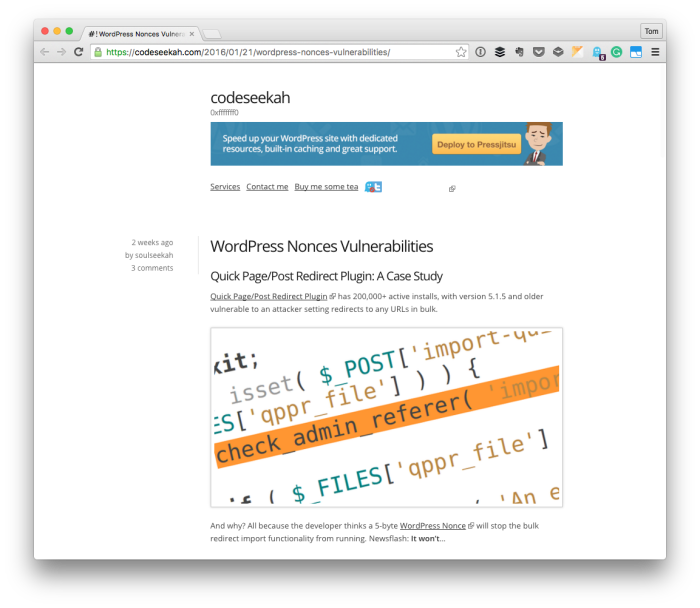 WordPress Security: A Nonce Case Study