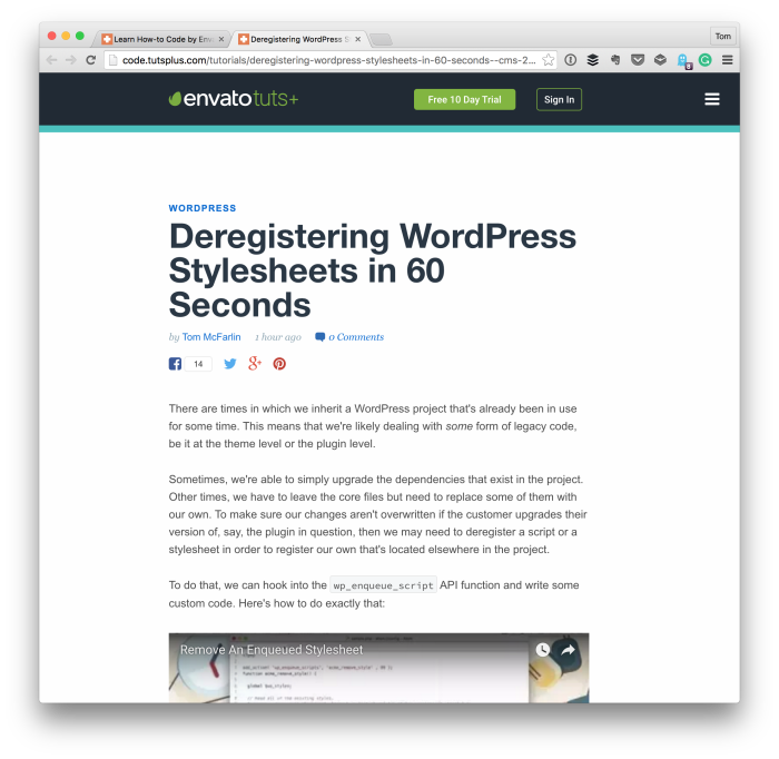 Deregistering WordPress Stylesheets