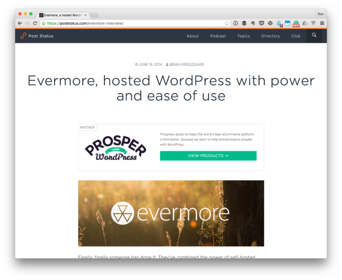 Evermore on Post Status