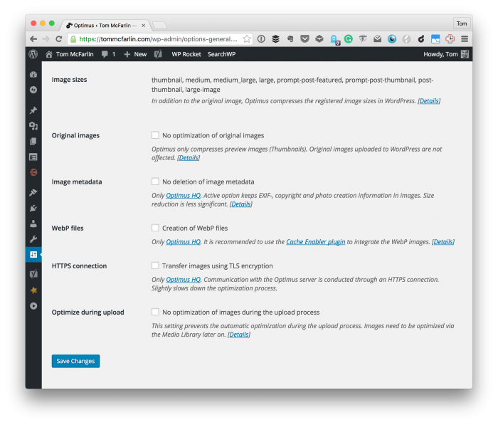 Optimus WordPress Image Optimization - Settings