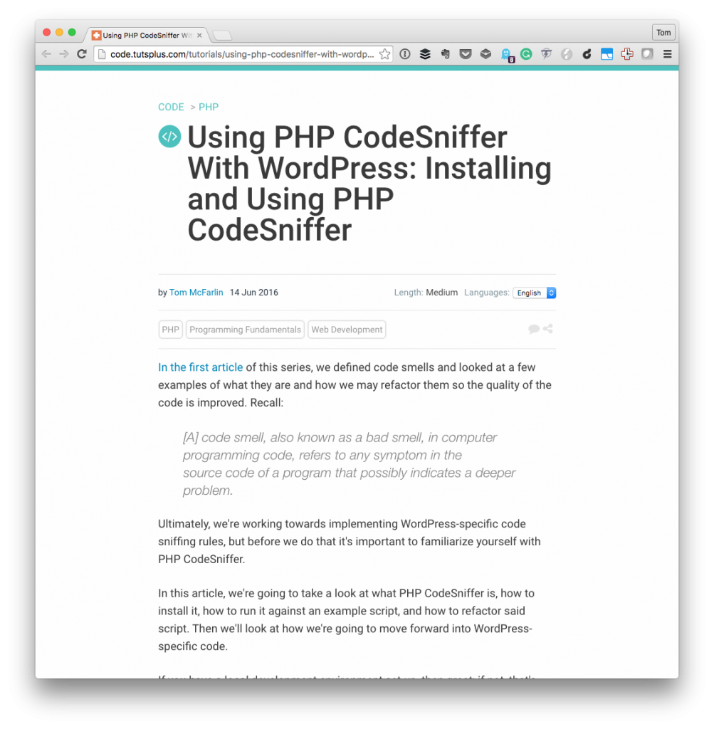 PHP CodeSniffer with WordPress