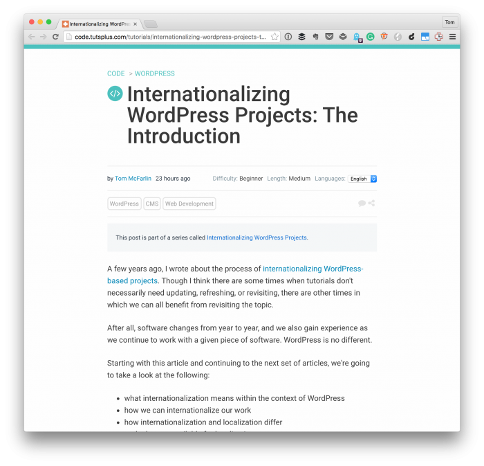 Internationalizing WordPress Projects