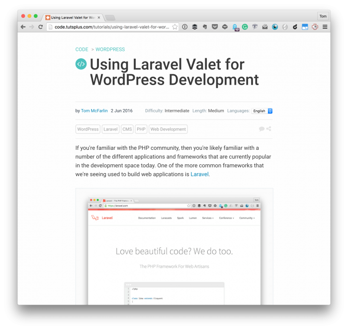 Laravel Valet for WordPress Deveopment