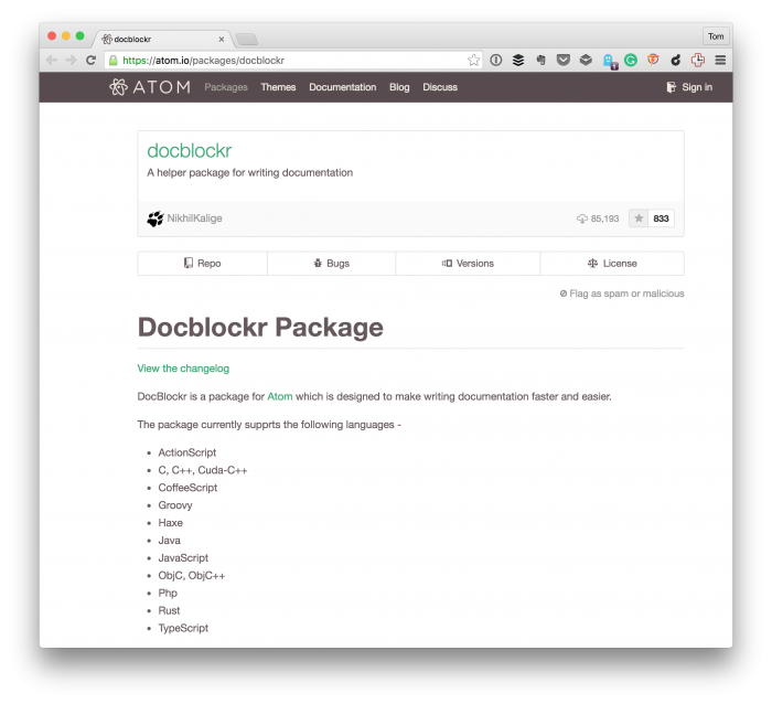 Docblockr: DocBlocks in Atom