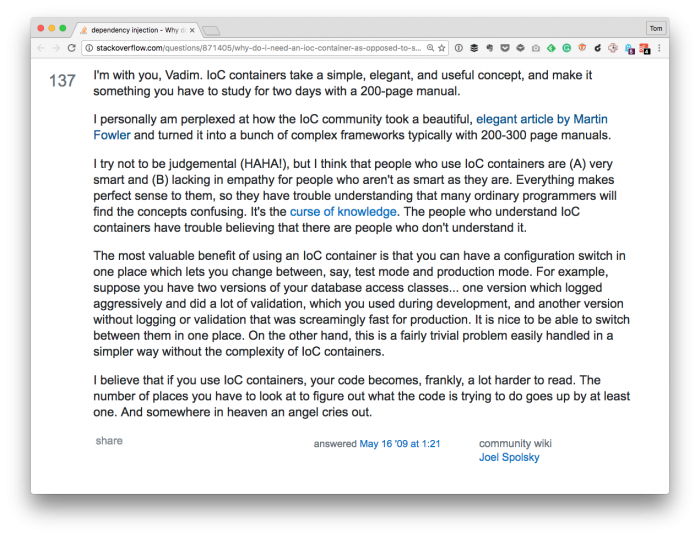 The Singleton Design Pattern and Dependency Injection Containers