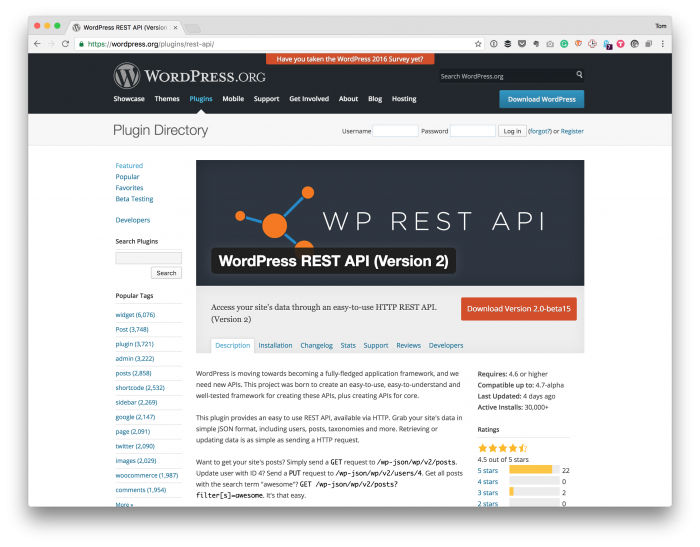 The WordPress REST API Plugin