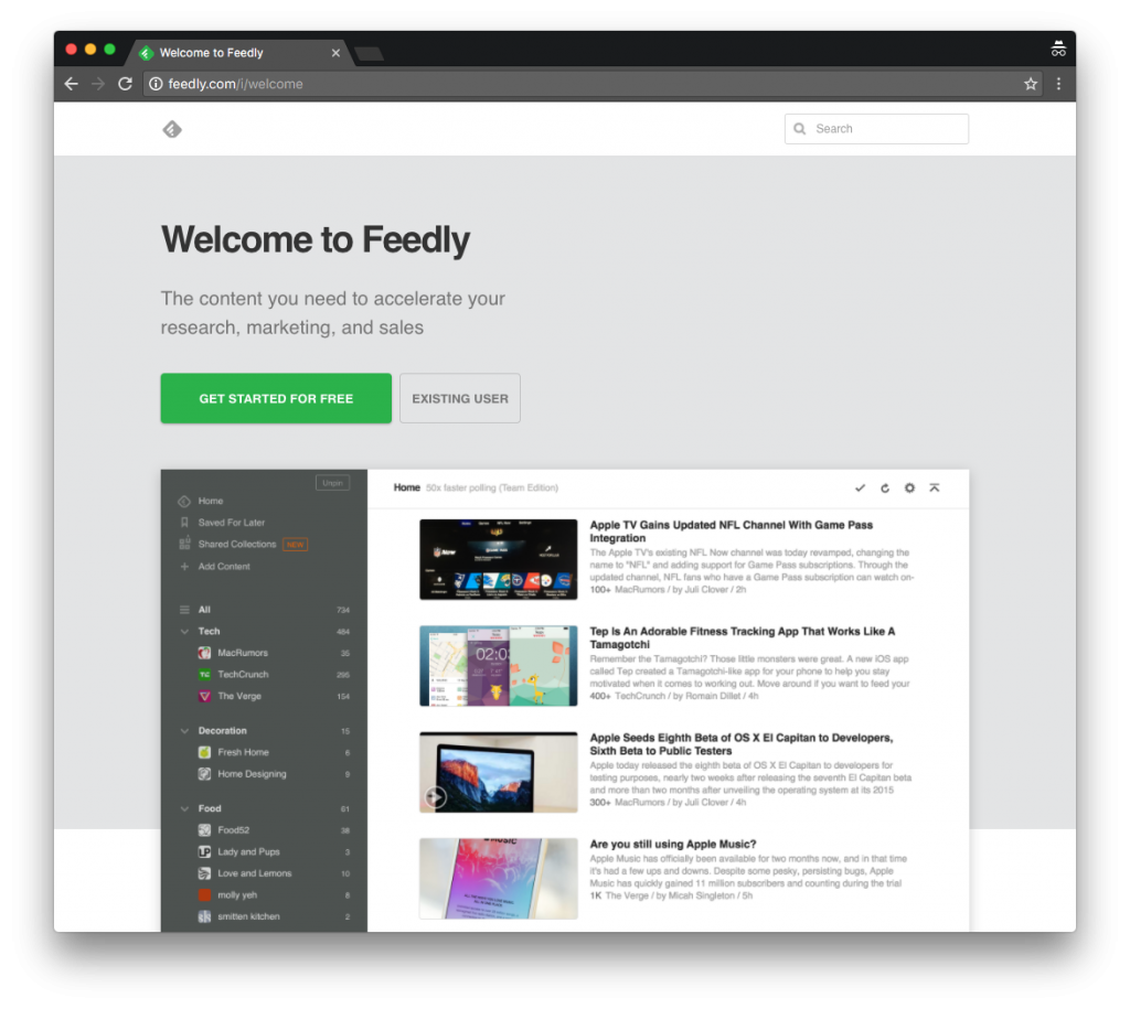 Feedly for RSS