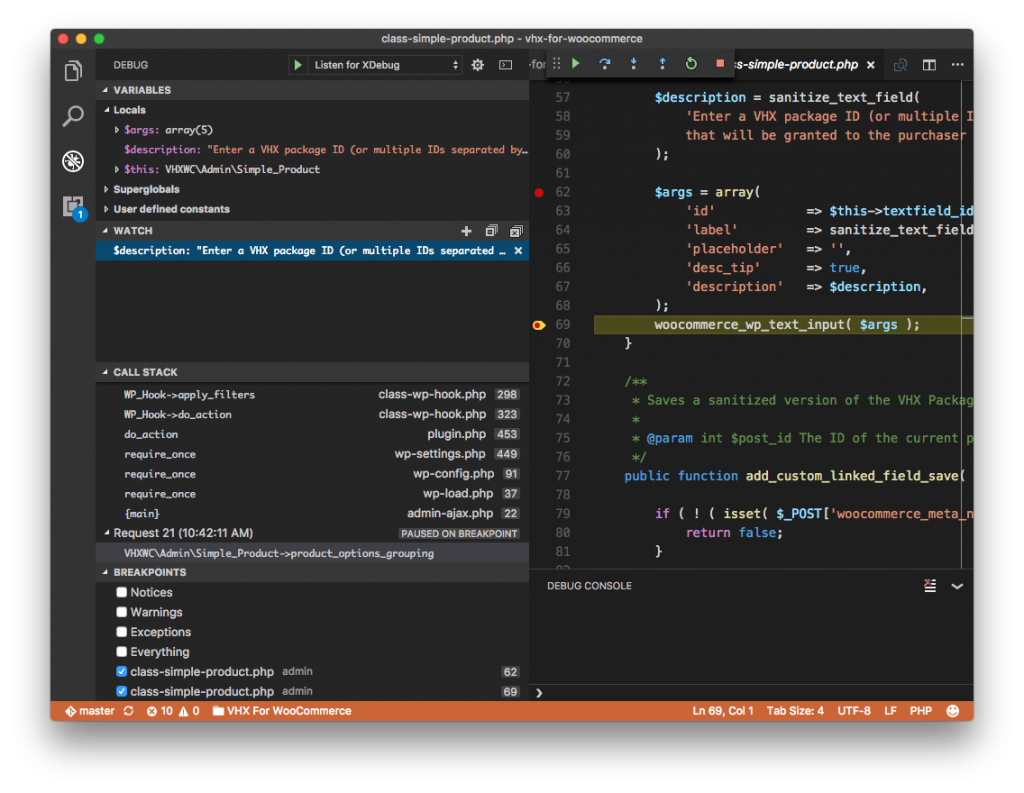 Visual Studio Code Debugger: Add a Watch