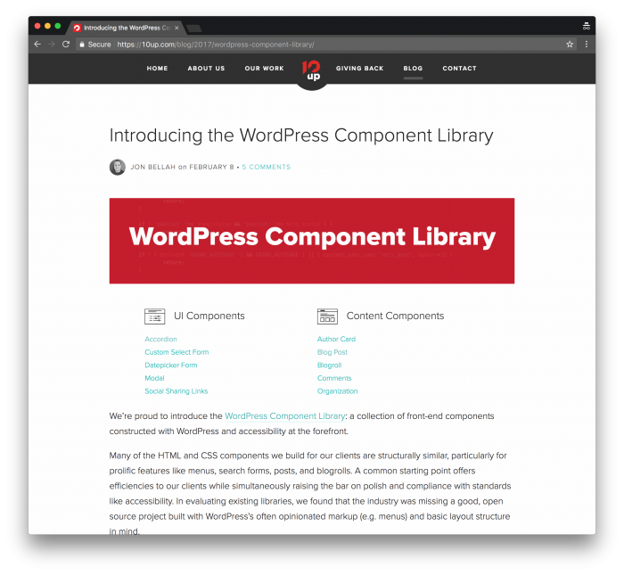 UI Component Libraries: The 10up UI Components