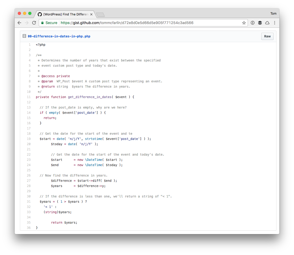 difference in days php