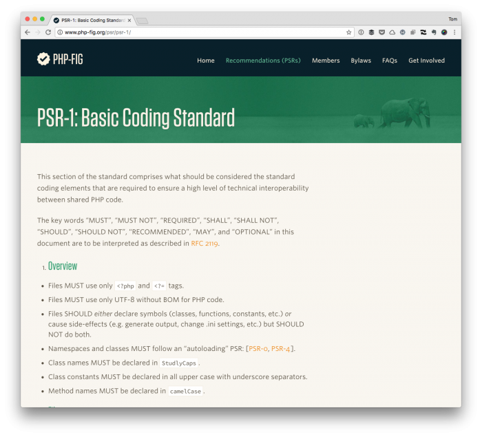 Basic Coding Standards via PSR-1