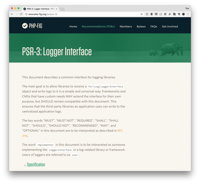 PSR Logging Interface: PSR-3