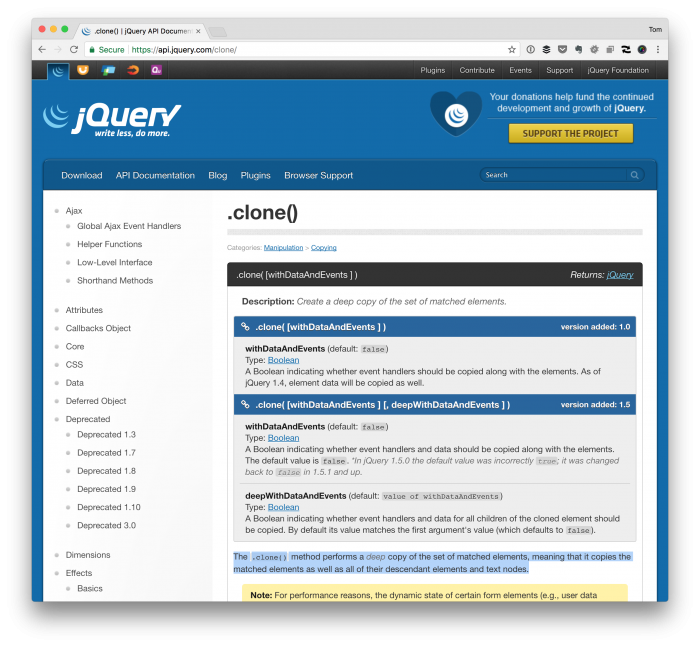 jQuery's Clone Function