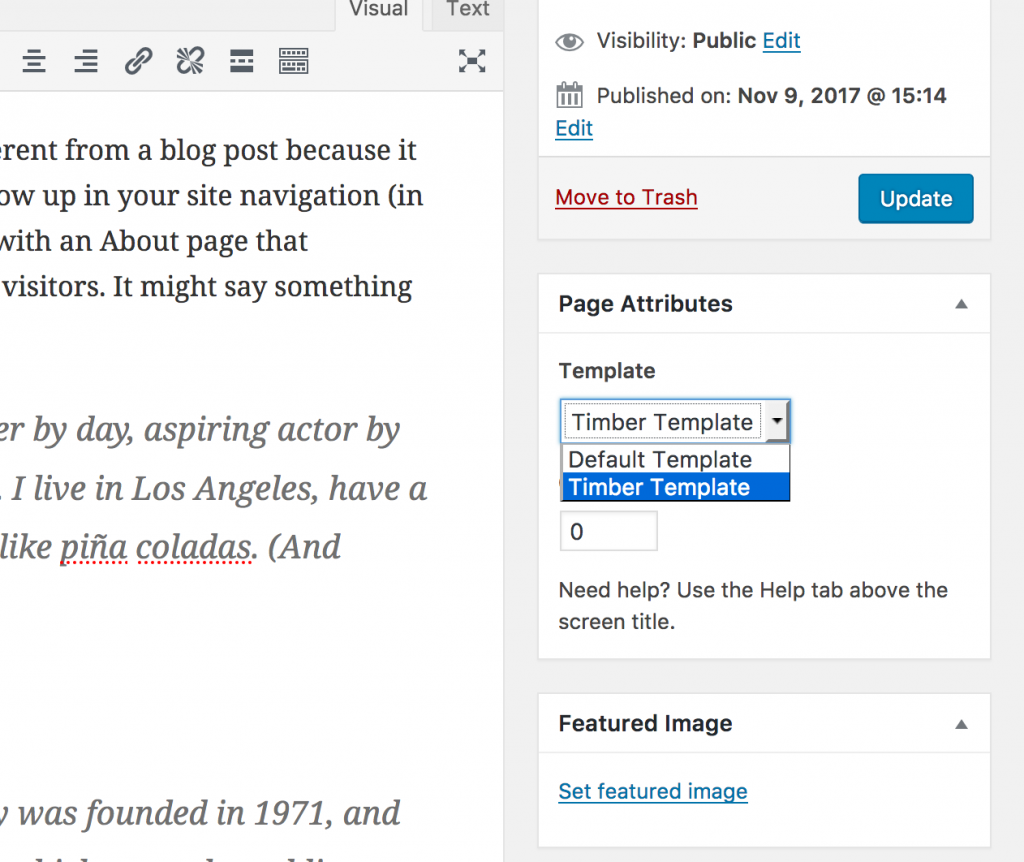 WordPress Templates: Selecting the Template