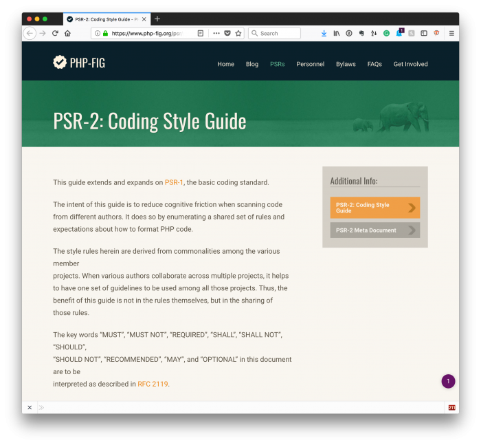 PHP Coding Standards with Code: PSR-2