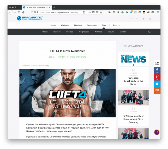 Fitness in 2018, Part 3: LIIFT4