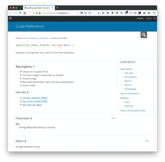 Sanitize Post Data: sanitize_text_field