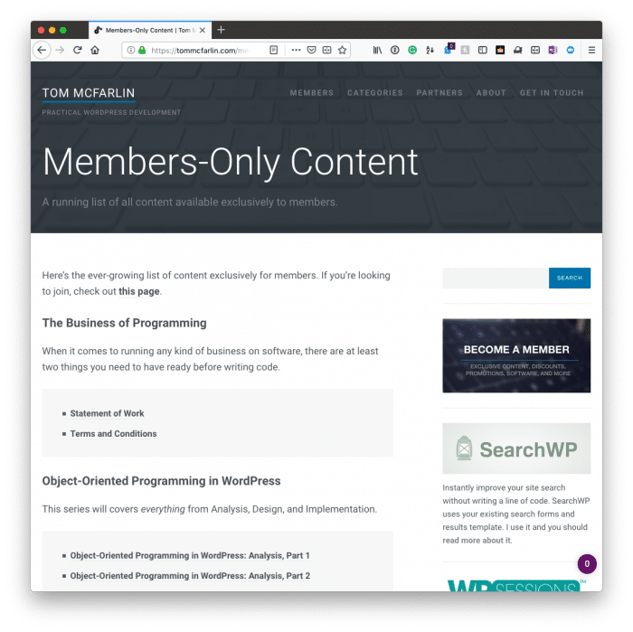 Content for Site Members: Members Only Content