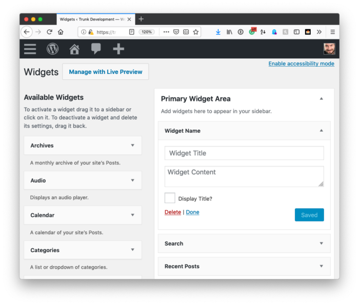 WordPress Widget: UI Improved