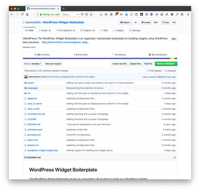 WordPress Widget Boilerplate: The develop Branch