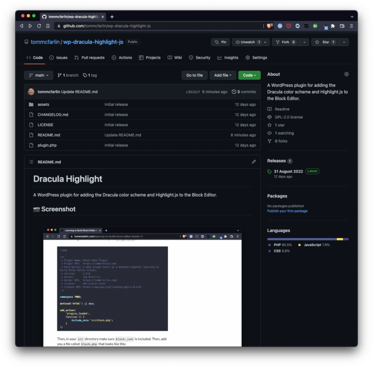 Dracula Theme for WordPress Blocks | Tom McFarlin