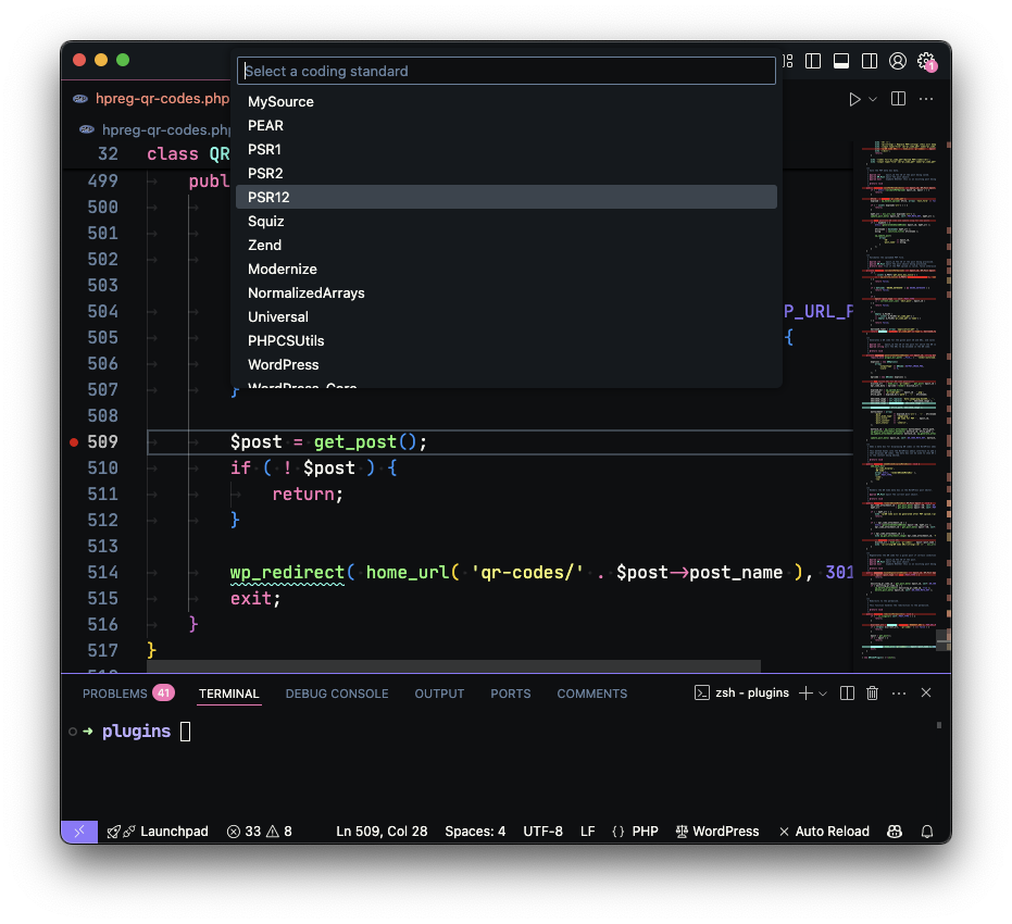 Code Standard Selector for Visual Studio Code